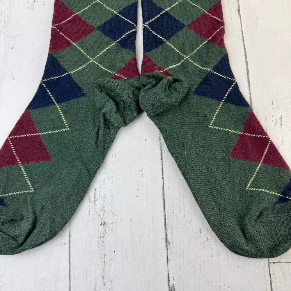 Polo Ralph Lauren Green Embroidered Pony Mercerized Argyle Dress Socks - Picture 3 of 6